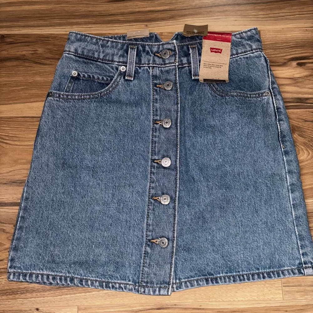 Levi's Button-Front Blue Denim A-Line Skirt